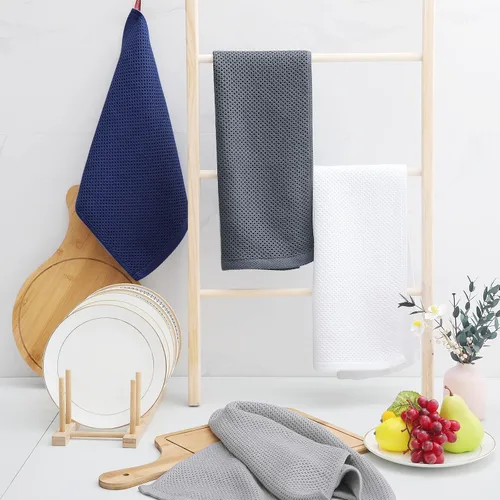 Miniatura 6 de Homaxy Trapo de cocina de 100% algodón, tejido de punto gofre, ultrasuaves, absorbentes, de secado rápido, para limpiar, 13 x 28 pulgadas, paquete