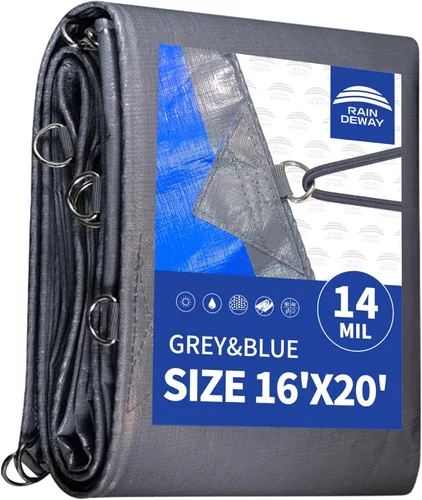 Miniatura 19 de RAINDEWAY Tarps Heavy Duty Impermeables 4x5 Pies -14 Mils Lona Súper Heavy Duty con Anillos de Metal y Esquinas y Bordes Reforzados, Resistente a