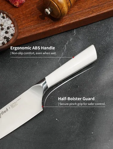 Miniatura 4 de Cuchillo de chef de 8 pulgadas, cuchillo de cocina alemán de acero inoxidable de alto carbono con mango blanco ergonómico, cuchillo de cocina