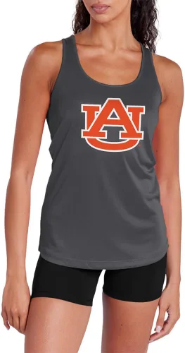 Miniatura 133 de Camiseta deportiva sin mangas oficial de la NCAA Collegiate para mujer, con espalda cruzada, logotipo primario, colección carbón