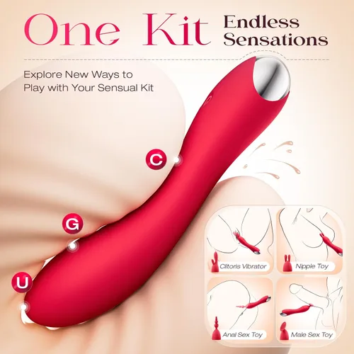 Miniatura 2 de MOOLIGIRL Kits de vibrador de consolador, juguetes sexuales para mujeres, juguete para adultos con 4 cabezales de silicona de repuesto para solos
