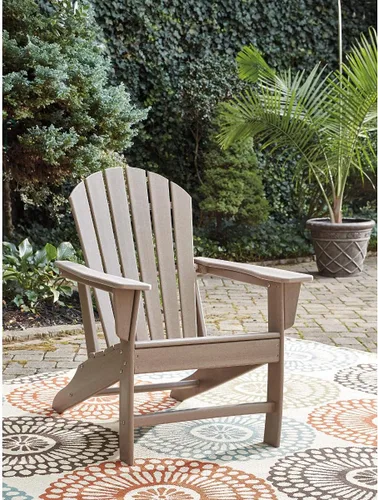 Miniatura 7 de Diseño de autor por Ashley - Silla para patio exterior Sundown Treasure Adirondack de HDPE, color marrón claro