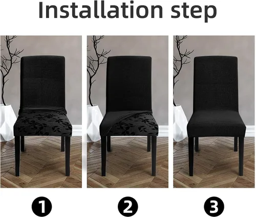 Miniatura 5 de Fundas para silla de comedor – Fundas elásticas para silla, protector decorativo impermeable, desmontables, lavables y elásticas, de licra