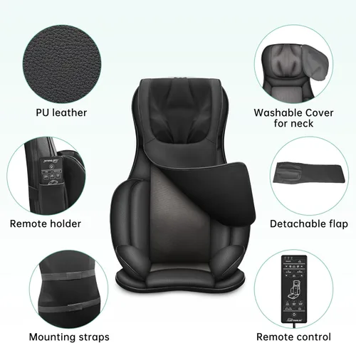 Miniatura 7 de SNAILAX - Masajeador Shiatsu para espalda con calor, almohadilla de masaje para silla de amasamiento 3D, masajeador para cuello y espalda