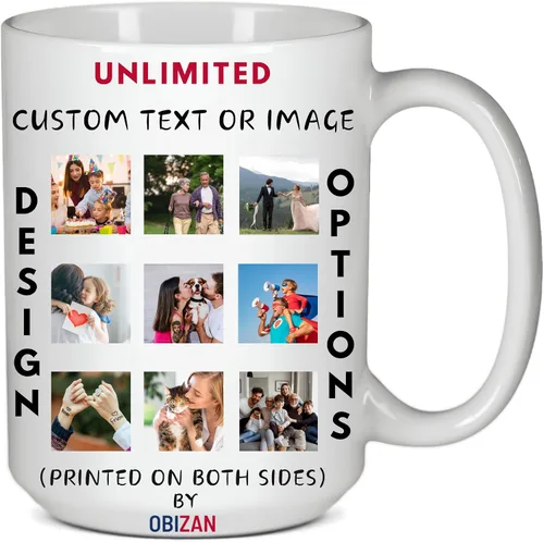 Miniatura 2 de Taza de café personalizada de 15 onzas Taza personalizada con foto, logotipo o nombres impresos en ambos lados Taza personalizada, taza de té