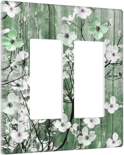 Miniatura 67 de Cubierta de interruptor de luz de 3 cuadrillas con diseño de flores azules púrpuras, cubierta de placa de pared de triple palanca, arbustos florales