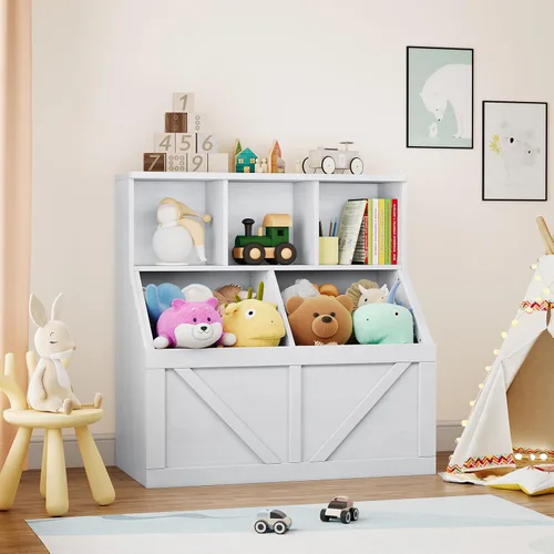 Miniatura 3 de Estantería y almacenamiento de juguetes para niños, organizador de almacenamiento de juguetes, organizador de juguetes con armario de almacenamiento