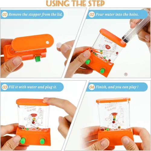 Miniatura 3 de Zhanmai 16 Piezas Juegos de Agua de Mano Mini Arcade Pez Lanzamiento de Anillos Baloncesto, Lanzamiento de Anillos de Agua Juguetes de Mano