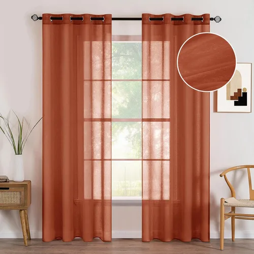 Miniatura 18 de MIULEE - Cortinas transparentes para ventana (2 paneles). Cortinas elegantes., Poliéster & Mezcla de poliéster, Blanco