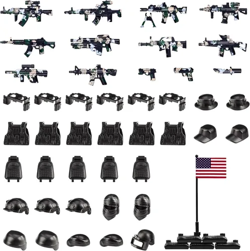 51 piezas de figuras de soldados de juguete, armas de camuflaje de Estados Unidos, juego de juguetes de batalla del ejército, paquete de armas, kits