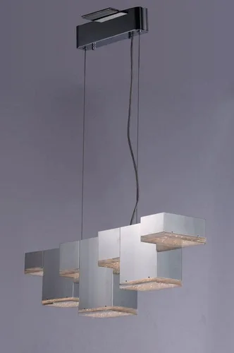 Miniatura 6 de ET2 E24466-160PC Pizzazz LED Geométrico Rectangular Cubo Cristalino Acrílico Lineal Lámpara de techo colgante, 7 luces 50.4 vatios totales, 9
