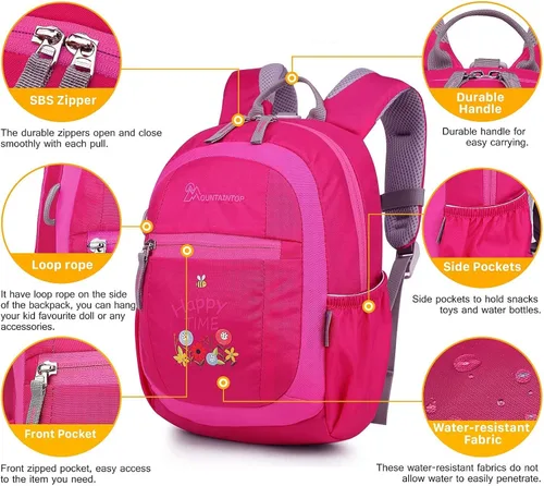 Miniatura 6 de MOUNTAINTOP Mochila infantil para niños y niñas, bolsa de jardín de infantes preescolar