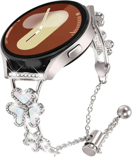 Miniatura 10 de DEALELE Bandas compatibles con Samsung Galaxy Watch 6/6 Classic / 5/5 Pro / 4/4 Classic / 3 1.614 in / Active 2, pulsera de repuesto de metal con 1#