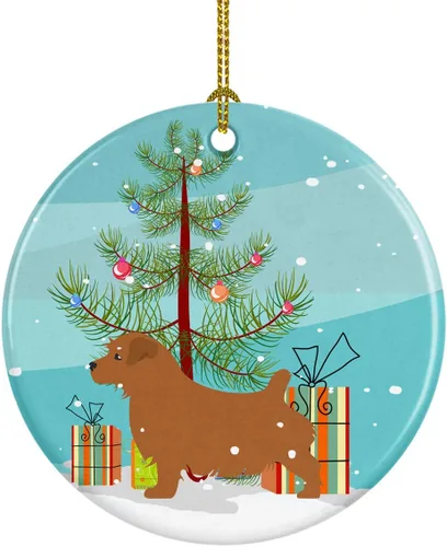 Miniatura 85 de Caroline's Treasures Bulldog inglés «Merry Christmas» adorno de cerámica para árbol de Navidad, decoración colgante para el hogar, Navidad, fiestas