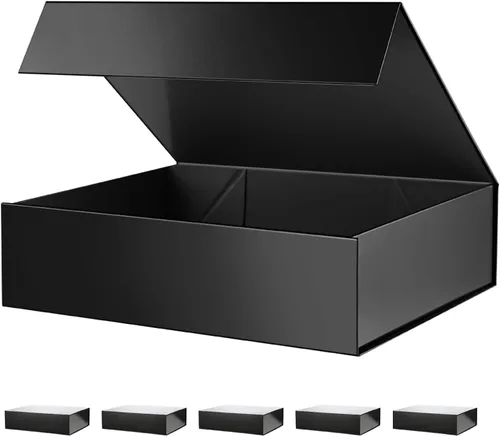 Miniatura 40 de PACKHOME Caja de regalo de 11.5 x 8 x 2.5 pulgadas, caja resistente para camisas con tapa magnética para múltiples ocasiones (negro brillante)