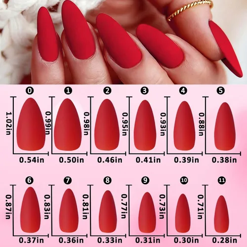 Miniatura 3 de LoveOurHome 576 uñas postizas de almendra, medianas, uñas postizas cortas de aguja acrílicas, uñas postizas de almendra, cobertura completa, uñas