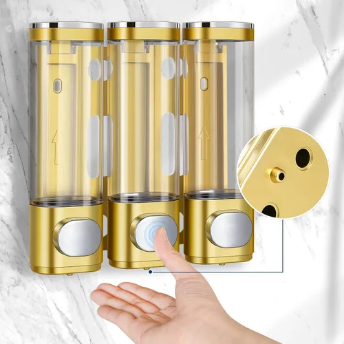 Miniatura 3 de 3-en-1 Bomba de ducha montada en la pared para baño, dispensador y organizador, dispensadores para la ducha, dispensador de champú y acondicionador