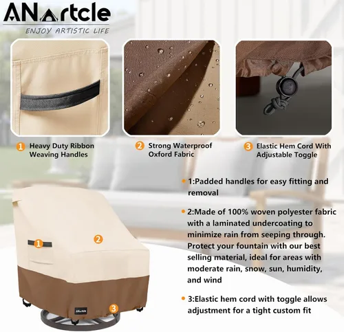 Miniatura 5 de ANartcle Fundas para Sillas de Patio, 600D Impermeables de Servicio Pesado para Muebles de Jardín y Patio al Aire Libre, Fundas para Sillas