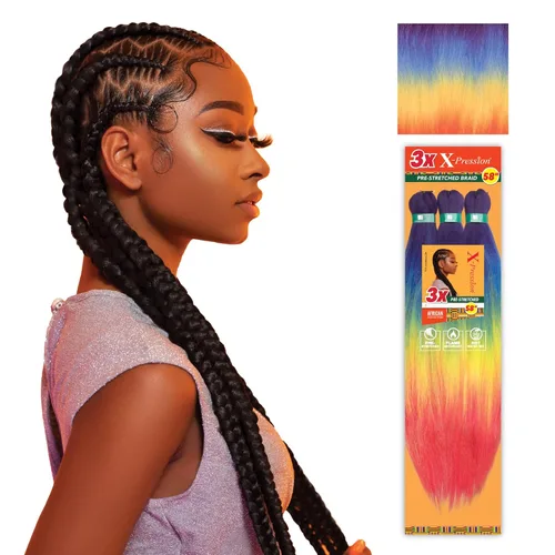 Miniatura 59 de Sensationnel X-Pression - Trenzas prestiradas, 3 unidades, 58 pulgadas, paquete de 1 unidad, 1B