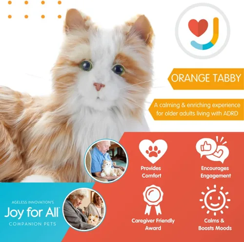 Miniatura 4 de JOY FOR ALL Mascota de compañía para personas mayores – Gato animatrónico realista – Piel suave al tacto realista y ronroneo – Animal de peluche