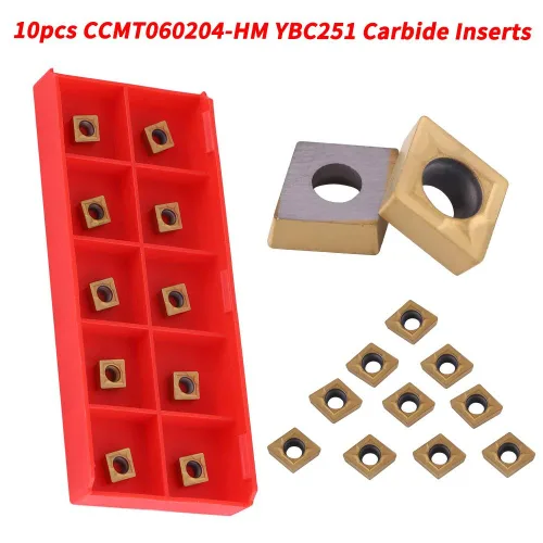 Miniatura 4 de Insertos de puntas de carburo, 10 piezas de puntas de carburo CNC insertos CCMT060204-HM YBC251 cortador de inserción de carburo cortador de torno