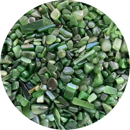 GAF TREASURES Chips de piedras preciosas de jade semi nefrita natural, de 0.5 libras, mini cristales triturados, chips de cristal sin perforar (jade