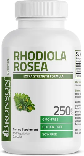 Miniatura 5 de Bronson Rhodiola Rosea Cápsulas Vegetarianas – Hierba Adaptogénica – Apoyo para el Cerebro, el Estrés y el Estado de Ánimo – Sin OMG, 60