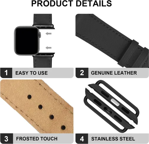 Miniatura 2 de Correas de cuero compatibles con Apple Watch Series para mujeres y hombres, correa de cuero genuino de repuesto para iWatch