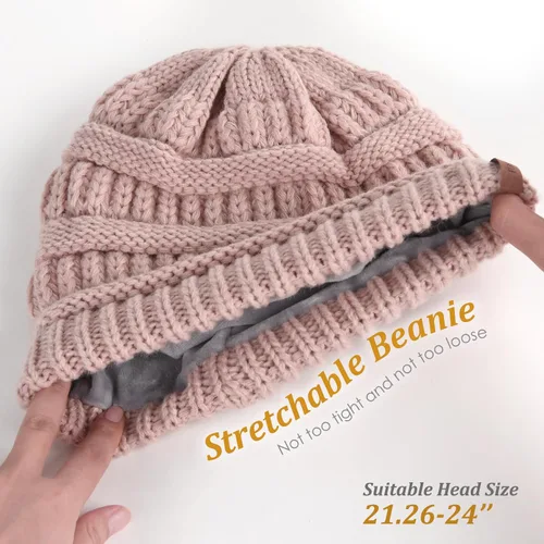 Miniatura 50 de FURTALK Gorros de invierno para mujer, con forro polar, gorro de punto holgado y cálido, gorro de esquí