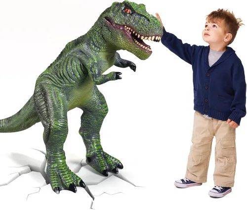 YONGJULE Juguetes grandes de dinosaurios: juguete de dinosaurio suave Tiranosaurio Rex de 28 pulgadas para niños de 3 a 5 años, dinosaurio inflable