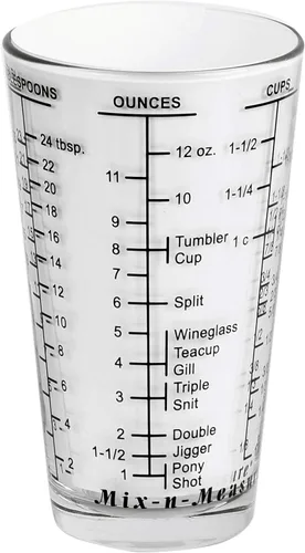 Kolder 26100 Mix N Measure - Vaso de medición para líquidos y secos, vidrio pesado, multiuso