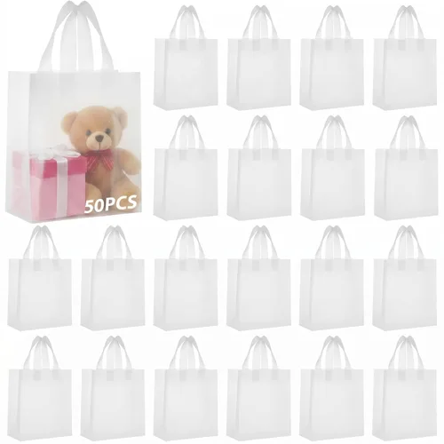 Miniatura 23 de Amylove 80 bolsas de regalo transparentes a granel con asa, bolsa de plástico esmerilado, embalaje reutilizable, envoltura de golosinas