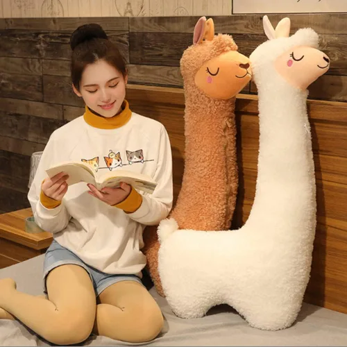 Miniatura 3 de YUDONG Almohada gigante de felpa de alpaca de 29.5 pulgadas, juguetes de animales de peluche, suave y esponjosa, almohada de cuerpo largo, Blanco