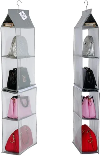 Miniatura 9 de Bolsa desmontable de 4 compartimentos para colgar bolsos, bolsa transparente para almacenamiento, armario, sistema de organización de ahorro