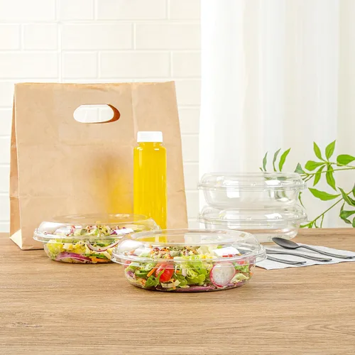 Miniatura 8 de Restaurantware Thermo Tek - Platos para servir de 7.5 x 2.4 pulgadas con tapas, 100 bandejas desechables para verduras, redondas para fiestas