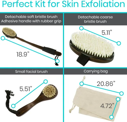 Miniatura 5 de Vive Juego de cepillos secos para drenaje linfático (paquete de 3) – Limpiador de cepillado para exfoliación, celulitis corporal y masaje de piel