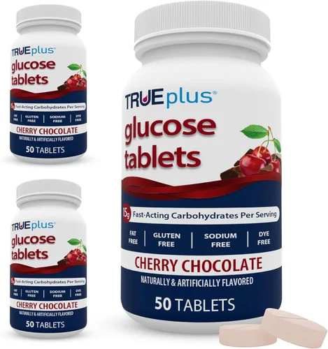 Miniatura 23 de TRUEplus® Tabletas de glucosa, sabor surtido (uva, frambuesa, naranja), botella de 50 unidades (1)