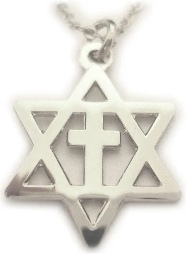 Cruz mesiánica Níquel Estrella de David Judíos para Jesús Cristianos para Israel Collar con colgante de cruz con cadena