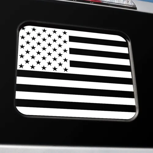 Miniatura 11 de Adhesivo de bandera estadounidense para ventana trasera media, fácil de instalar, compatible con Ford Ranger 2018-2022 (fibra de carbono negra)