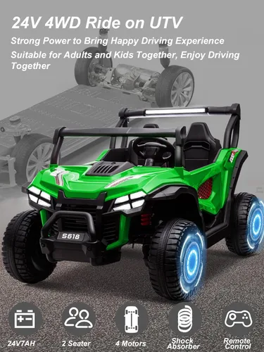 Miniatura 4 de OTTARO Autos eléctricos de 24 V XXXL de 2 plazas, vehículos eléctricos para niños grandes, camión UTV 4WD con control remoto, asiento espacioso