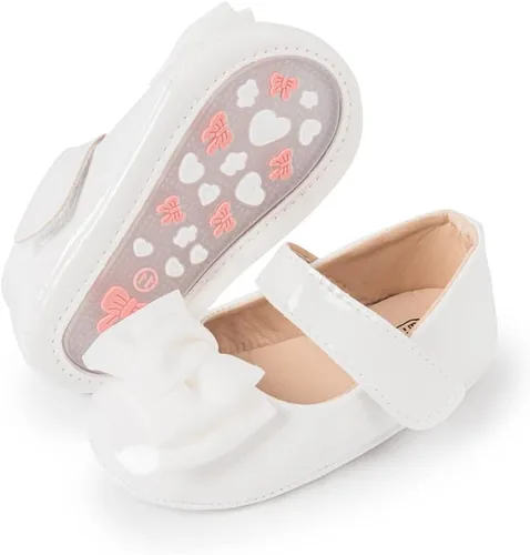 Miamooi Zapatos de vestir de boda para bebés y niñas, zapatos de ballet con lazo de princesa Mary Jane, zapatos planos para primeros pasos, zapatos
