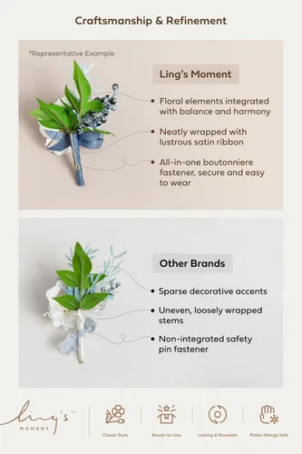 Miniatura 6 de Ling's Moment Boutonniere para Hombre, juego de 10 ramilletes para invitados, flores artificiales para decoración de boda/baile/regreso a casa, etc.