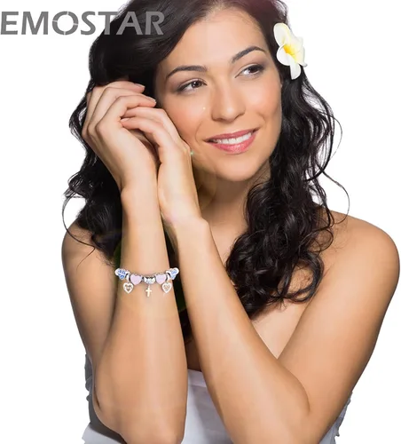 Miniatura 6 de EMOSTAR Dijes temáticos para el día de la madre, plata de ley, madre, padre, hija, hijo, nana, esposa, marido, madrina, corona de mamá, cuentas
