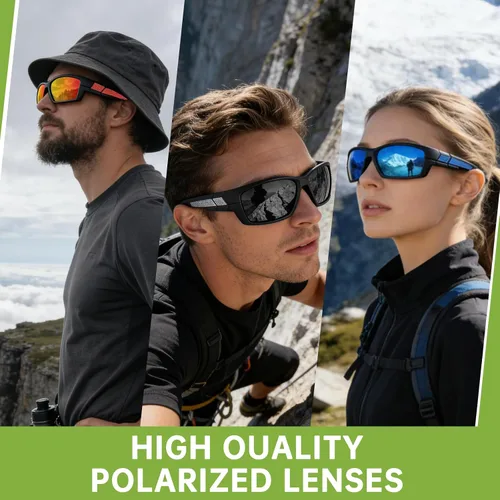 Miniatura 6 de Lentes de sol deportivos polarizados para hombre, envolventes UV400, para correr, pescar, ciclismo y conducir, TR90