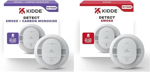Kidde Detector de humo y monóxido de carbono con detector de humo, paquete alimentado por batería de 10 años