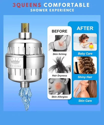 Miniatura 2 de Filtro de ducha de alto rendimiento para agua dura, sistema de filtración de 15 etapas, elimina el cloro, metales pesados e impurezas, mejora