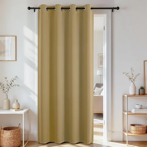 Joydeco Cortina opaca para puerta de privacidad de 78 pulgadas de largo, cortina de armario con ojales para armario abierto, divisor de habitación