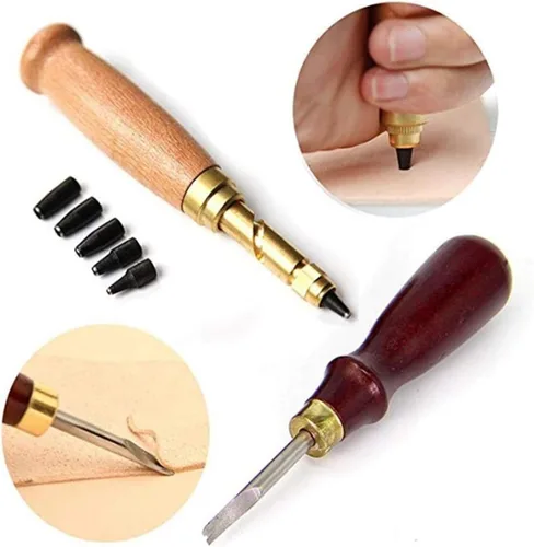 Miniatura 2 de citian Kit de herramientas de cuero, punzón de costura, carft de costura, herramienta de tallado de manualidades, sillín de trabajo y 18 piezas