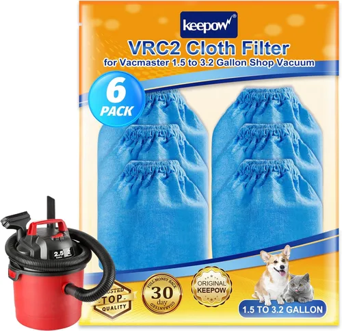 Miniatura 10 de KEEPOW Paquete de 10 filtros de tela VRC2 compatibles con aspiradoras Vacmaster de 1.5 a 3.2 galones, compatible con Armor All AA155 AA256 AA255