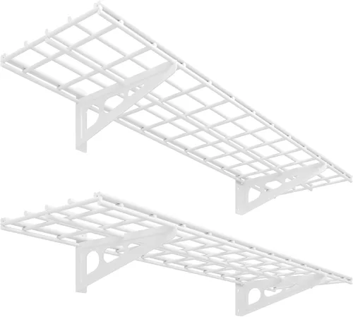 FLEXIMOUNTS Paquete de 2 estantes de pared para cochera de 1x4 pies, 12 pulgadas por 48 pulgadas, estantes flotantes montados en la pared, capacidad